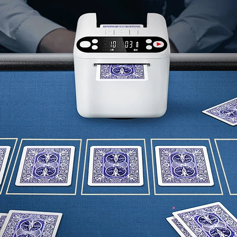 AutoCard™ 360° Poker Card Shuffler – OLED Display & Rechargeable