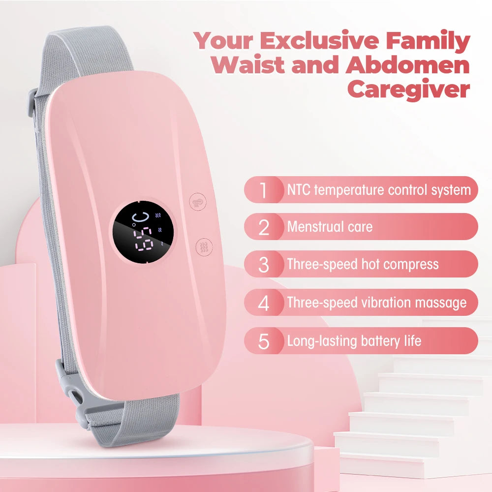 🔥 Smart Heated Massage Belt – Ultimate Relief for Menstrual Cramps 💖