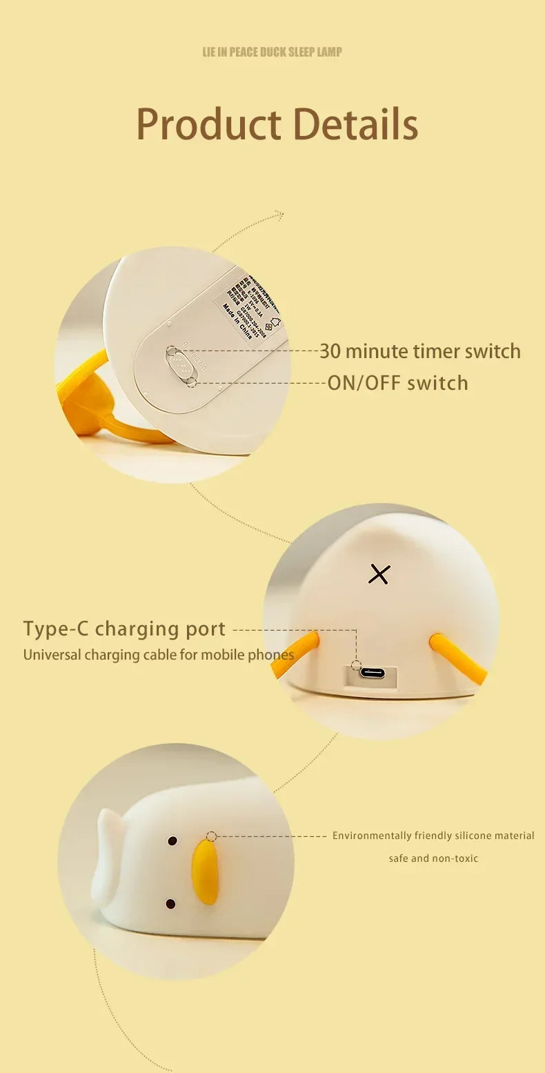 Cute Duck Silicone Patting Lamp