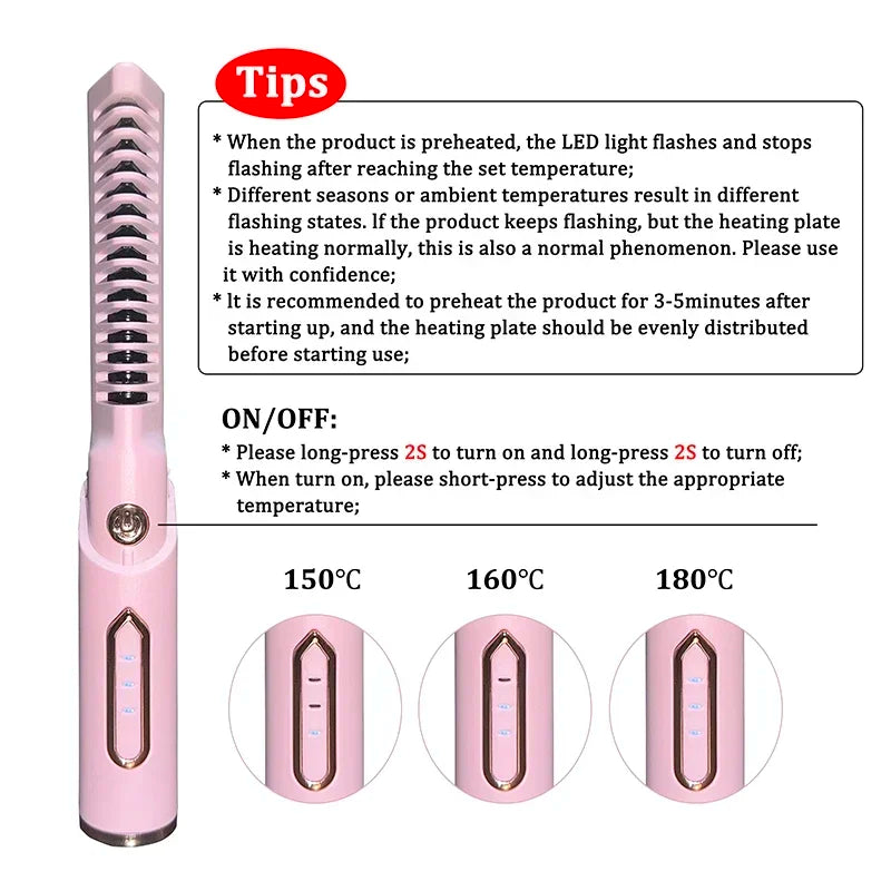 πββοΈ Wireless 2-in-1 Hair Straightening Brush β Smooth Hair, Anywhere! β¨π₯