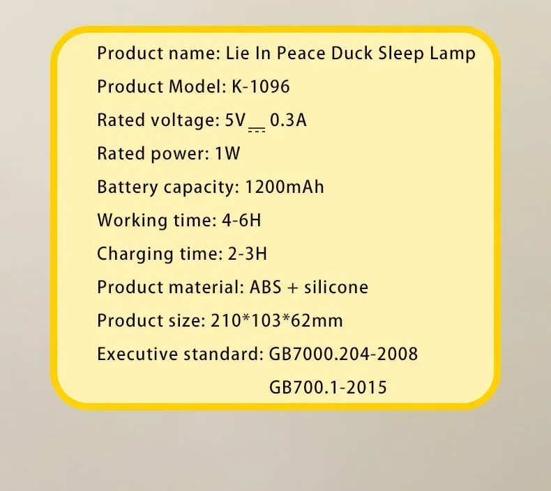 Cute Duck Silicone Patting Lamp