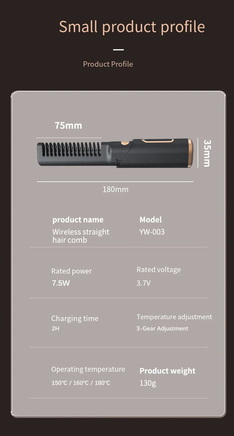 πββοΈ Wireless 2-in-1 Hair Straightening Brush β Smooth Hair, Anywhere! β¨π₯