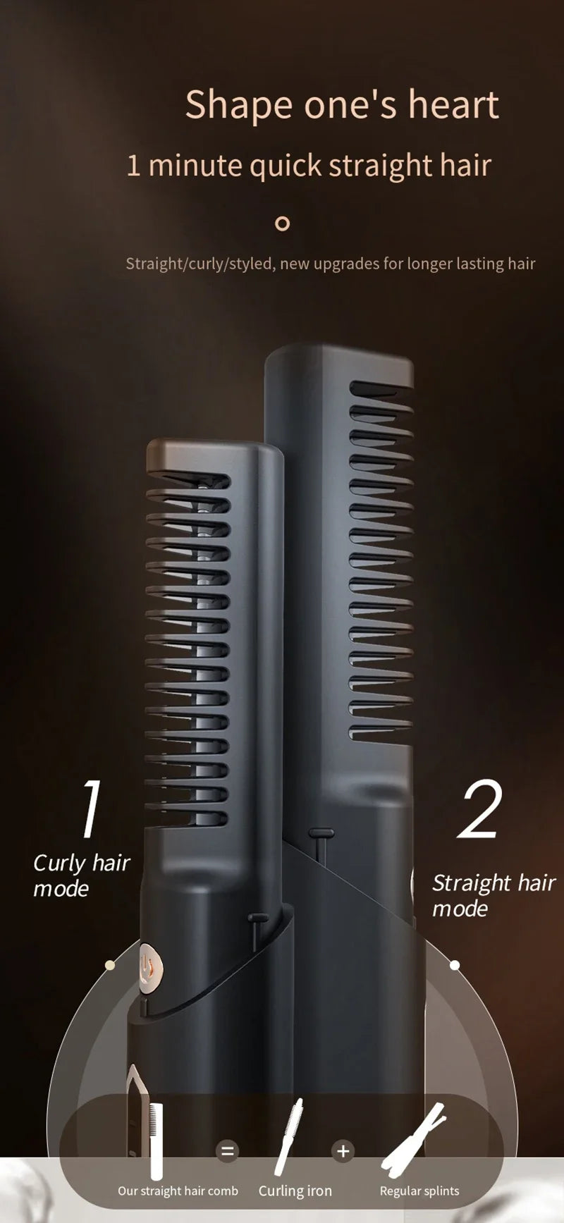 πββοΈ Wireless 2-in-1 Hair Straightening Brush β Smooth Hair, Anywhere! β¨π₯