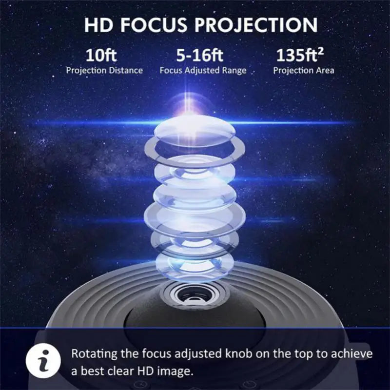 13-in-1 Galaxy Star Projector – 360° Rotating Night Light