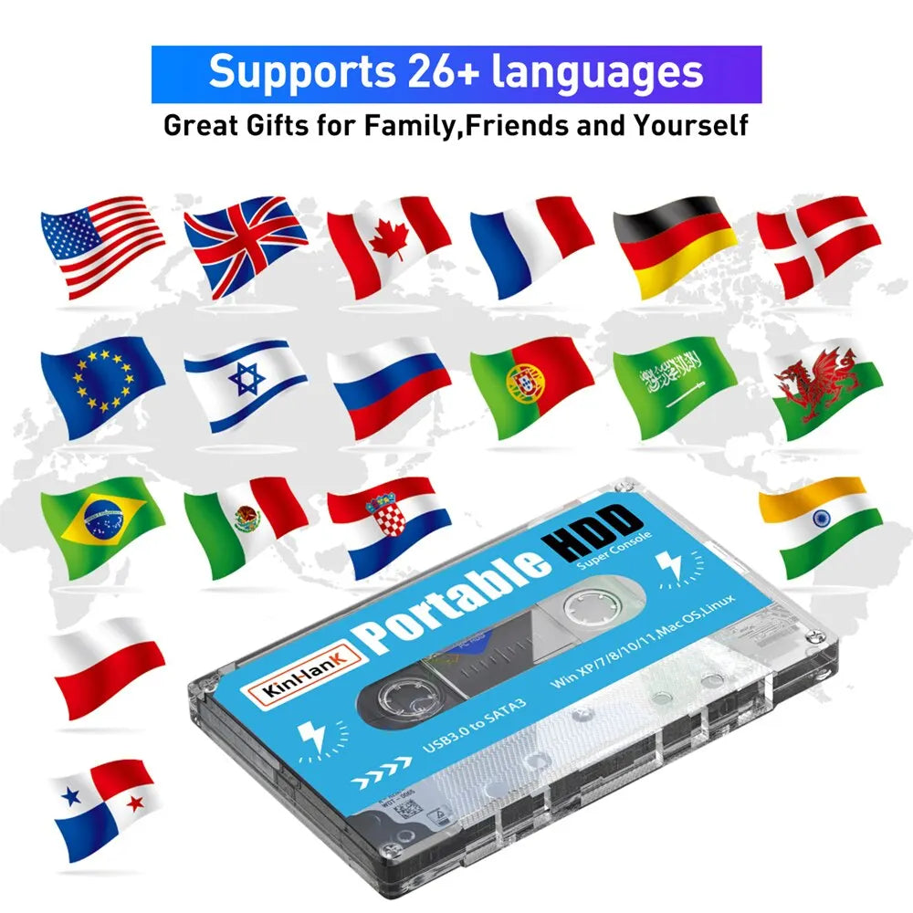 KINHANK Super Console โ 500GB Retro Gaming HDD (100,000+ Games, 70 Emulators)
