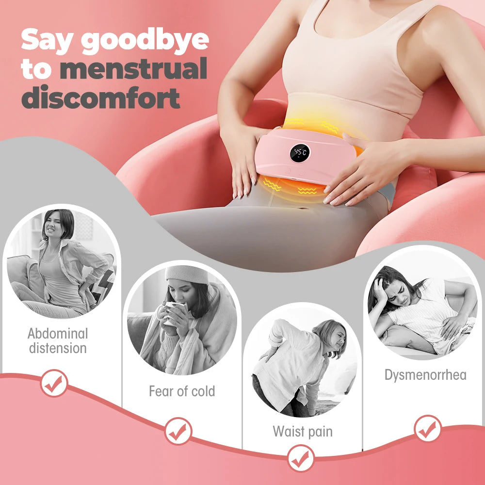 🔥 Smart Heated Massage Belt – Ultimate Relief for Menstrual Cramps 💖
