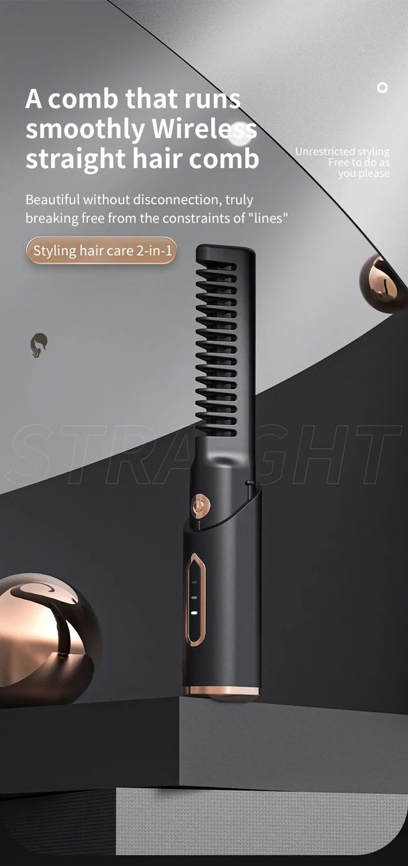 πββοΈ Wireless 2-in-1 Hair Straightening Brush β Smooth Hair, Anywhere! β¨π₯