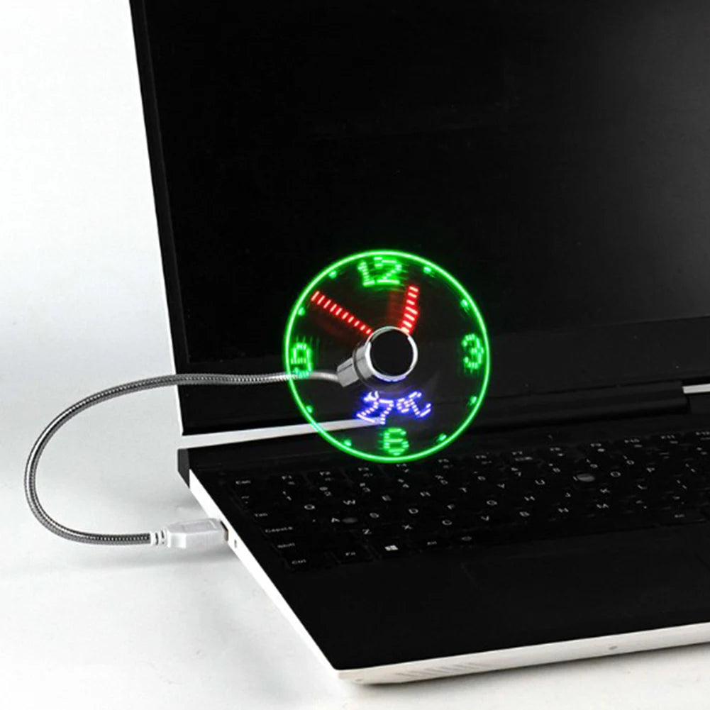 Mini LED Clock Fan – USB Powered Flexible Cooling Fan