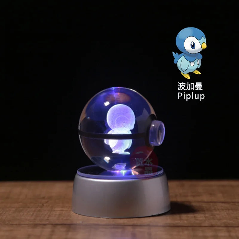 3D Crystal Pokémon Ball Lamp – LED Night Light