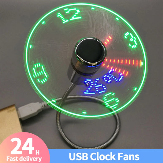 Mini LED Clock Fan – USB Powered Flexible Cooling Fan