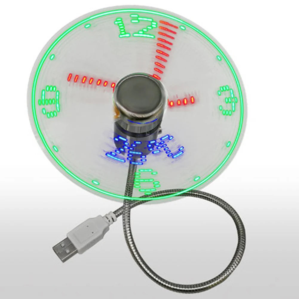 Mini LED Clock Fan – USB Powered Flexible Cooling Fan