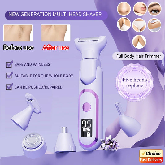 💖 5-in-1 Cordless Electric Shaver for Women – Smooth Skin Anytime, Anywhere! ✨